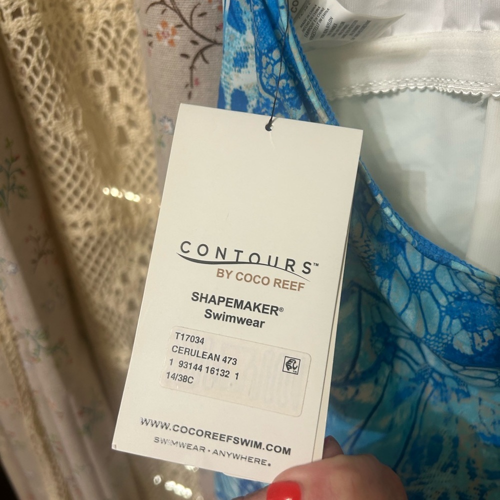 Contours By Coco Reef Cerulean Python Jewel One-Piece‎ Swimsuit Size 14/38C NWT - Picture 6 of 7